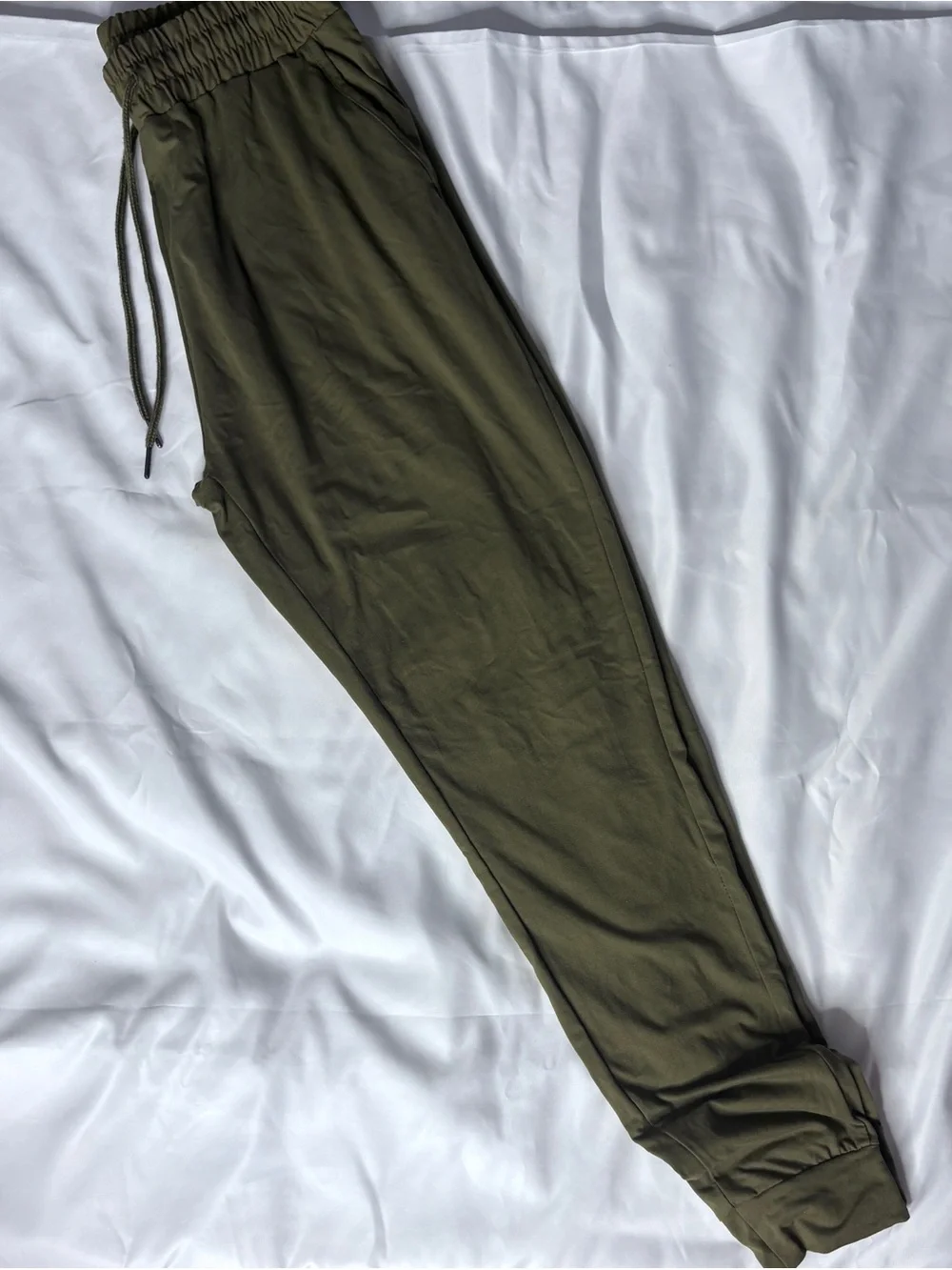 Source Unknown Olive Green Jogger Pants with Drawstring
